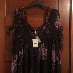 Free People Black Maxi Dress with Flower Design